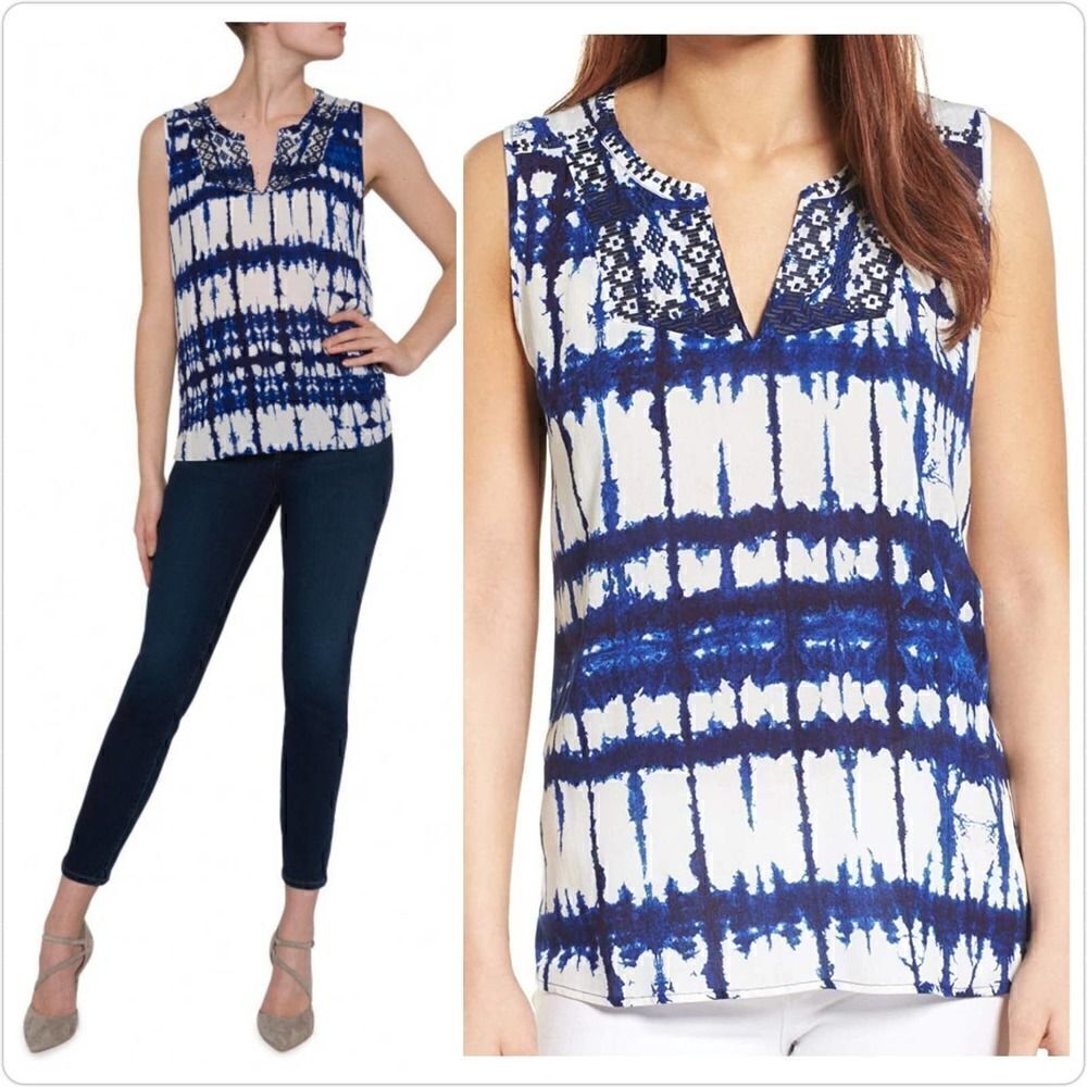 NYDJ embroidered tie dye sleeveless blouse 1X